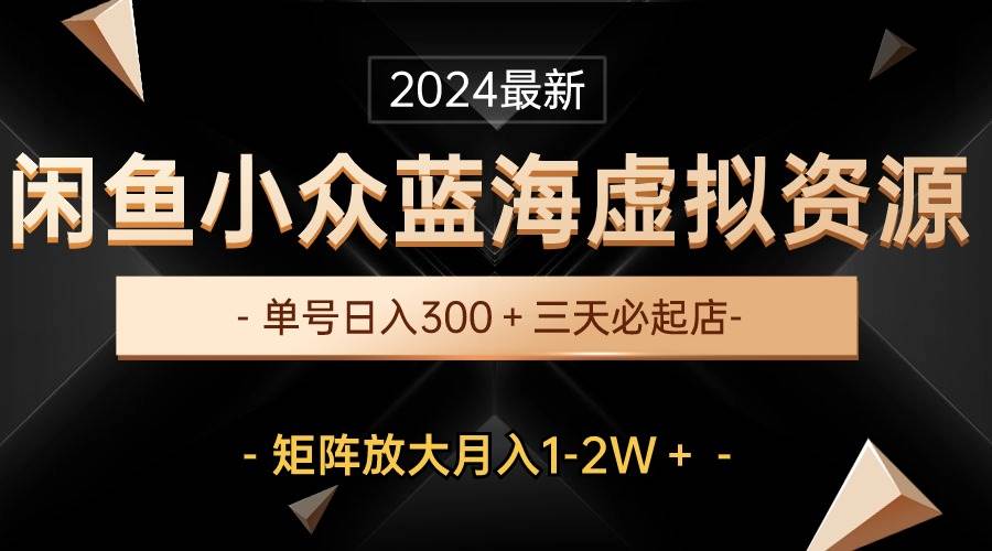 轻松月入1-3W！最新闲鱼小众蓝海虚拟资源，日单300＋！操作简单，必火项目！-玖儿的学习笔记