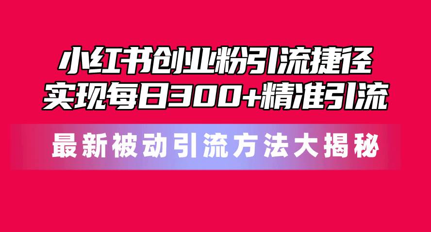 小红书创业粉引流秘籍：揭秘最新被动引流方法，每日轻松引 300+精准粉！-玖儿的学习笔记