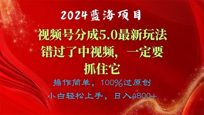 2024蓝海项目，视频号分成计划5.0最新玩法，错过了中视频，一定要抓住…-玖儿的学习笔记