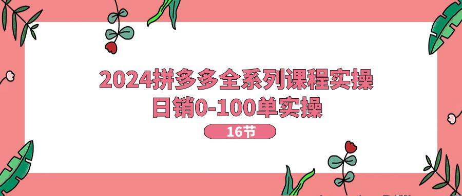 2024拼多多全系列课程实操，日销0-100单实操【16节课】-玖儿的学习笔记