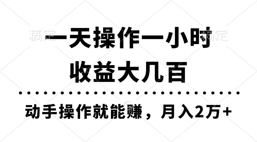 一天操作一小时，收益大几百，动手操作就能赚，月入2万+教学-玖儿的学习笔记