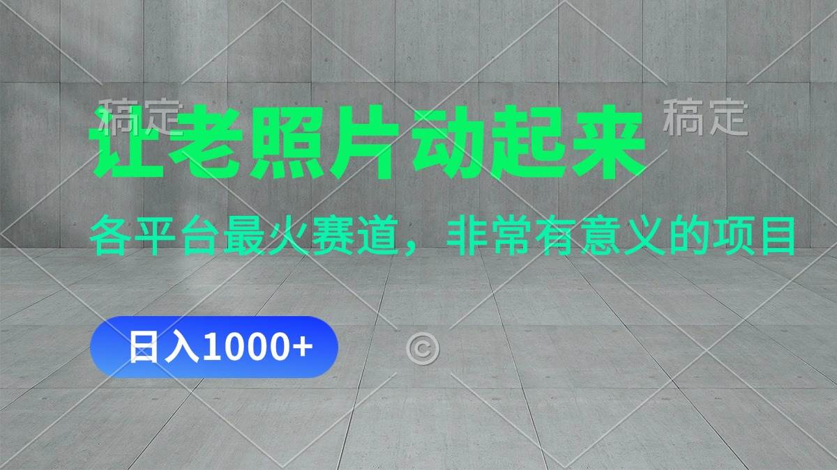 让老照片动起来，一天变现1000+，各平台最火赛道，看完就会-玖儿的学习笔记