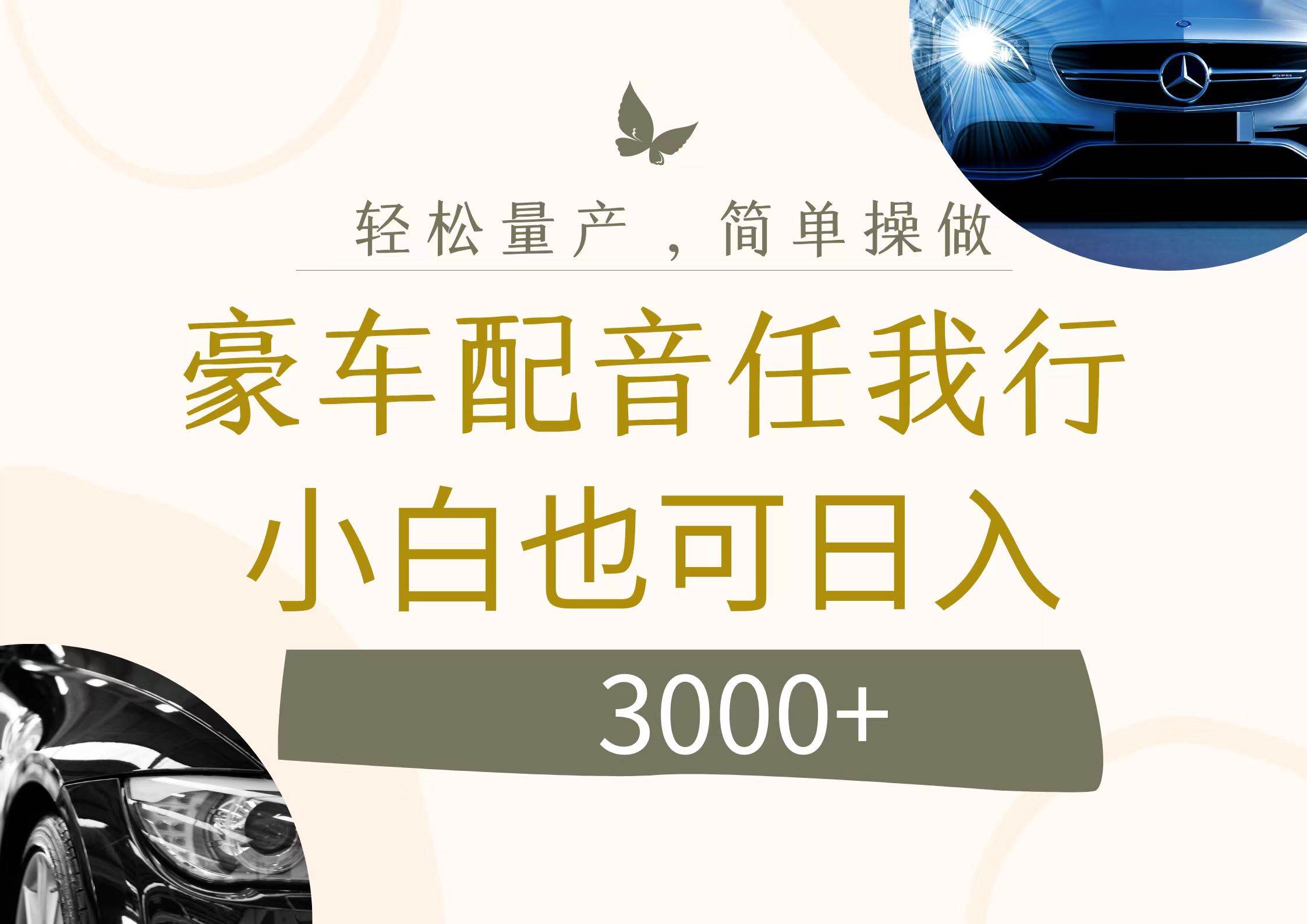 不为人知的暴力小项目，豪车配音，日入3000+-玖儿的学习笔记